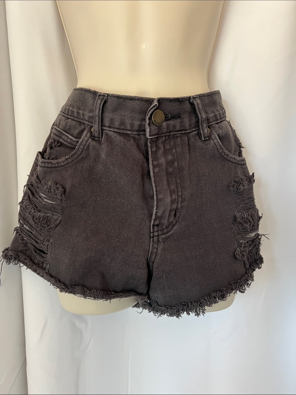 Billabong Distressed Black Denim Shorts